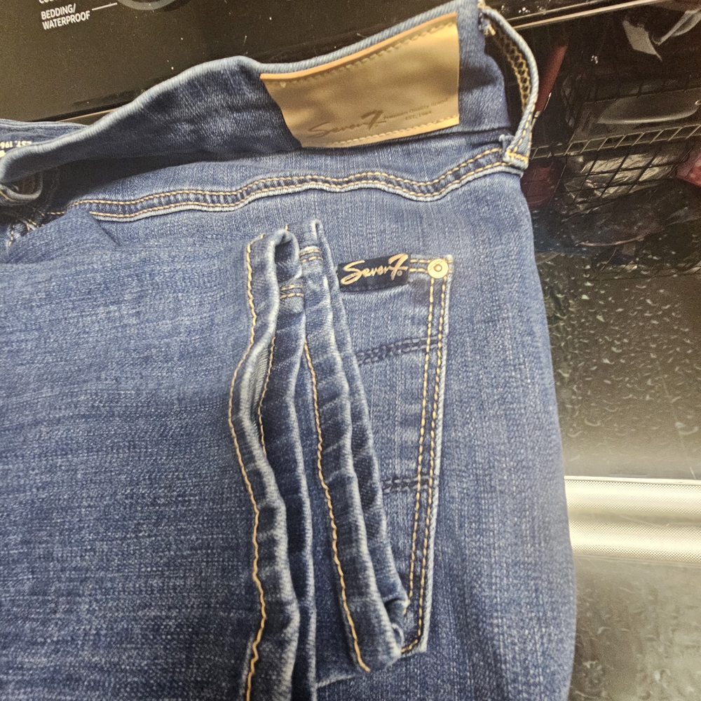 Seven7 Dark Blue Denim Jeans with Contrast Stitching